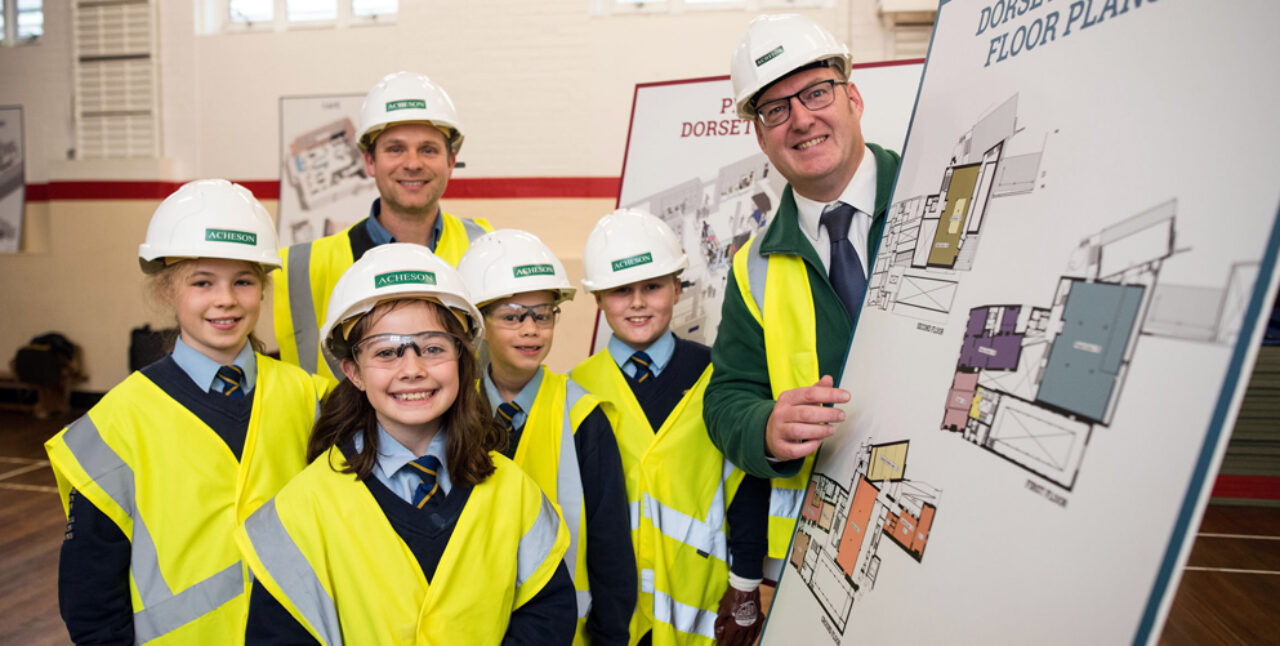 Pupils from Dorchester Middle School taking part in the Kids in Museums Takeover Day in association with Acheson Construction