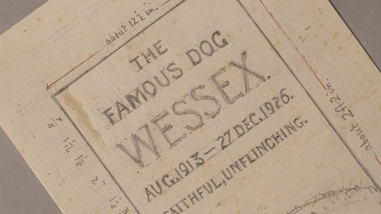 Design for Wessex the dog’s gravestone by Thomas Hardy, 1926-7 © Dorset Museum