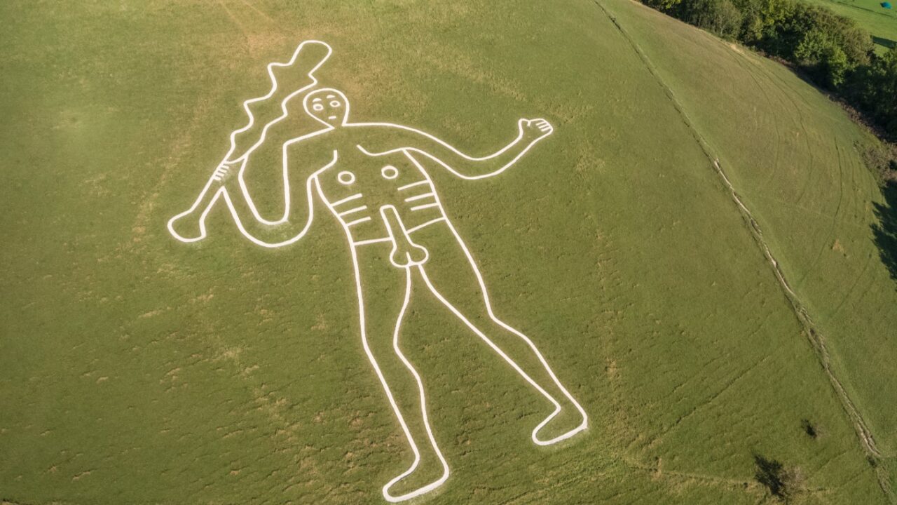 Cerne Abbas Giant from the air (c) National Trust Images Mike Calnan James Dobson