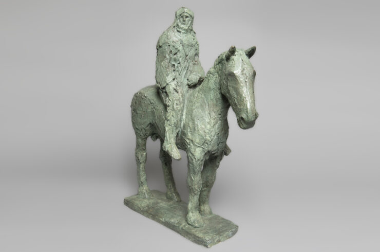 Horse and Rider (Robed) Bronze, edition of 9 1985 2020.1.1 Artist © in Elisabeth Frink images courtesy of Bree and Tully Jammet/Courtesy Dorset Museum.
