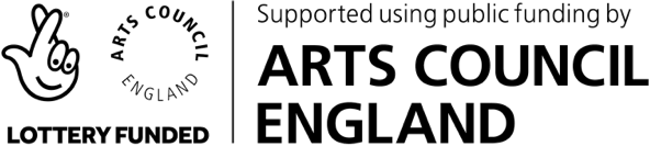 Logo reading lottery funded, supported using public funding by Arts Council England